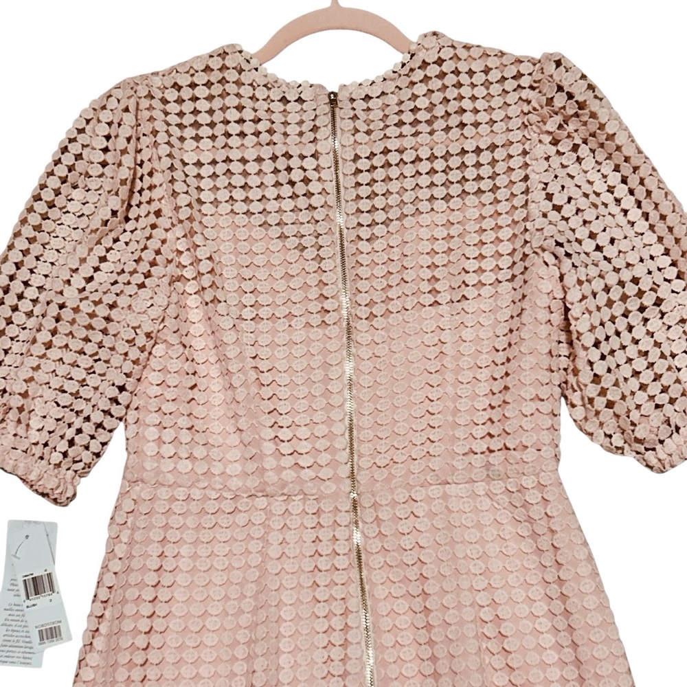 DONNA MORGAN NWT Blush Embroidered Lace Puff Sleeve Dress 2 - Picture 6 of 14